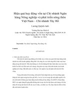 Hiệu quả huy động vốn tại chi nhánh ngân hàng nông nghiệp và phát triển nông thôn việt nam – chi nhánh tây hồ 