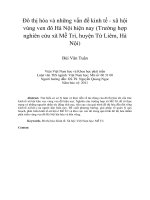 Đô thị hóa và những vấn đề kinh tế   xã hội vùng ven đô hà nội hiện nay (trường hợp nghiên cứu xã mễ trì, huyện từ liêm, hà nội)