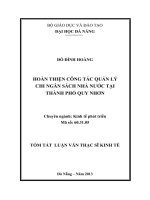 Hoàn thiện công tác quản lý chi ngân sách nhà nước tại thành phố quy nhơn