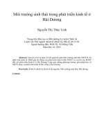 Môi trường sinh thái trong phát triển kinh tế ở hải dương