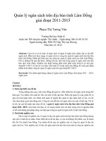 Quản lý ngân sách trên địa bàn tỉnh lâm đồng giai đoạn 2011 2015 