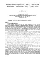 Hiệu quả sử dụng vốn tại công ty TNHH một thành viên cao su nam giang   quảng nam 