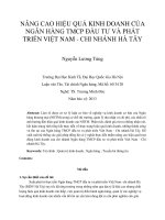 Nâng cao hiệu qủa kinh doanh của ngân hàng TMCP đầu tư và phát triển việt nam   chi nhánh hà tây 