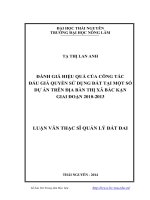 Đánh giá hiệu quả của công tác đấu giá quyền sử dụng đất tại một số dự án trên địa bàn thị xã bắc kạn, tỉnh bắc kạn giai đoạn 2010 2013 