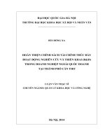 Hoàn thiện chính sách tài chính thúc đẩy hoạt động nghiên cứu và triển khai ( rd) trong doanh nghiệp ngoài quốc doanh tại thành phố cần thơ 