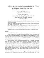 Nâng cao hiệu quả sử dụng tài sản của công ty cổ phần bánh kẹo hải hà 