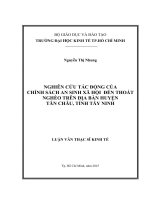 Nghiên cứu tác động của chính sách an sinh xã hội đến thoát nghèo trên địa bàn huyện tân châu tỉnh tây ninh 