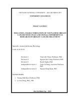 Phân lập, xác định đặc điểm của tế bào ung thư vú người việt nam và bước đầu ứng dụng điều trị thực nghiệm