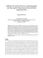 Nghiên cứu mã hóa bản tin và phương pháp xác thực người dùng theo hệ mật mã khoá công khai RSA 