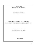 Nghiên cứu tổng hợp và ứng dụng của một số vật liệu khung kim loại - Hữu cơ