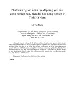 Phát triển nguồn nhân lực đáp ứng yêu cầu công nghiệp hóa, hiện đại hóa nông nghiệp ở tỉnh hà nam 