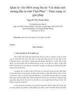 Quản lý vốn ODA trong dự án “cải thiện môi trường đầu tư tỉnh vĩnh phúc” –thực trạng và giải pháp 