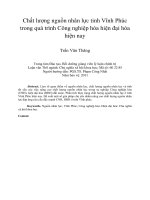 Chất lượng nguồn nhân lực tỉnh vĩnh phúc trong quá trình công nghiệp hóa hiện đại hóa hiện nay 