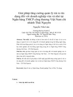 Giải pháp tăng cường quản lý rủi ro tín dụng đối với doanh nghiệp vừa và nhỏ tại ngân hàng TMCP công thương việt nam chi nhánh thái nguyên 