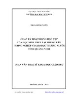 Quản lý hoạt động học tập của học sinh THPT tại trung tâm hướng nghiệp và giáo dục thường xuyên tỉnh quảng ninh 