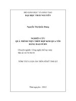 Tóm tắt luận án Nghiên cứu quá trình tiện thép hợp kim qua tôi bằng dao PCBN