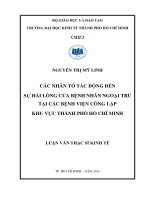 Các nhân tố tác động đến sự hài lòng của bệnh nhân ngoại trú tại các bệnh viện công lập khu vực TPHCM 