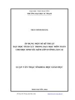 Áp dụng một số kĩ thuật dạy học tích cực trong dạy học môn toán cho học sinh yếu kém lớp 10 tỉnh lào cai