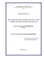 Phát triển hoạt động kinh doanh vàng - kinh nghiệm thế giới và bài học cho Việt Nam