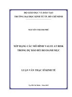 Xếp hạng các mô hình value at risk trong dự báo rủi ro danh mục 