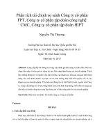 Phân tích tài chính so sánh công ty cổ phần FPT, công ty cổ phần tập đoàn công nghệ CMC, công ty cổ phần tập đoàn HIPT 