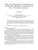 Nâng cao chất lượng dịch vụ ngân hàng bán lẻ tại ngân hàng TMCP đầu tư và phát triển việt nam – chi nhánh sở giao dịch 1 