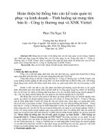 Hoàn thiện hệ thống báo cáo kế toán quản trị phục vụ kinh doanh – tình huống tại trung tâm bán lẻ   công ty thương mại và XNK viettel 