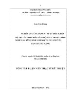TÓM TẮT LUẬN VĂN THẠC SĨ KỸ THUẬT NGHIÊN CỨU ỨNG DỤNG VI XỬ LÝ ĐIỀU KHIỂN HỆ TRUYỀN ĐỘNG BIẾN TẦN  ĐỘNG CƠ TRONG CÔNG NGHỆ CÂN BĂNG ĐỊNH LƯỢNG CỦA DÂY CHUYỀN SẢN XUẤT XI MĂNG