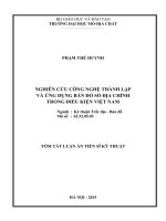 TÓM TẮT LUẬN ÁN TIẾN SĨ KỸ THUẬT NGHIÊN CỨU CÔNG NGHỆ THÀNH LẬP  VÀ ỨNG DỤNG BẢN ĐỒ SỐ ĐỊA CHÍNH  TRONG ĐIỀU KIỆN VIỆT NAM