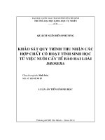 Toàn văn khảo sát quy trình thu nhận các hợp chất có hoạt tính sinh học từ việc nuôi cấy tế bào hai loài drosera