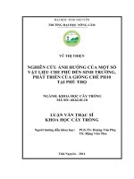 Nghiên cứu ảnh hưởng của một số vật liệu che phủ đến sinh trưởng, phát triển của giống chè PH10 tại phú thọ