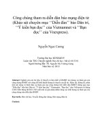 Công chúng tham ra diễn đàn báo mạng điện tử (khảo sát chuyên mục ‘‘diễn đàn’’ báo dân trí, ‘‘ý kiến bạn đọc’’ của vietnamnet và ‘‘bạn đọc’’ của vnexpress) 