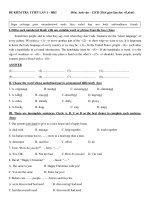 Đề kiểm tra thử một tiết lần 1 môn tiếng anh lớp 12 năm học 2015 2016