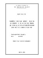 TÓM T ẮT LU ẬN ÁN TIẾN SĨ KINH TẾ NGHIÊN CỨU HIỆU QUẢ KINH TẾ ỨNG DỤNG GIẢI PHÁP C Ơ SỞ DỮ LIỆU BẢN ĐỒ TRONG QUẢN TRỊ DỮ LIỆU ĐỊA LÝ CHUY ÊN NGÀNH ÁP DỤNG TẠI CỤC ĐO ĐẠC V À BẢN ĐỒ