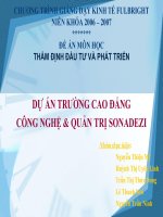 ĐỀ án môn học THẨM ĐỊNH đầu tư và PHÁT TRIỂN