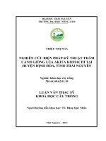 Nghiên cứu biện pháp kỹ thuật thâm canh dòng lúa akita komachi tại huyện định hóa, tỉnh thái nguyên