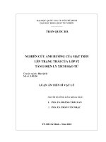 Nghiên cứu ảnh hưởng của mặt trời lên trạng thái của lớp f2 tầng điện ly xích đạo từ