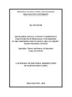 Developing social activity competence for students in pedagogic universities in the northern mountainous area  in credit – based training system