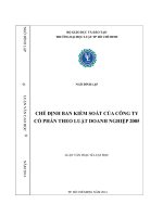 Luận văn Pháp luật về Ban Kiểm soát của Công ty cổ phần