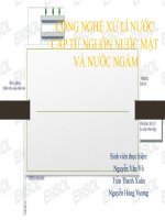 công nghệ xử lí nước cấp từ nguồn nước mặt và nước ngầm