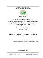 Nghiên cứu một số yếu tố ảnh hưởng đến giá đất ở trên địa bàn thị xã quảng yên, tỉnh quảng ninh giai đoạn 2011   2013 