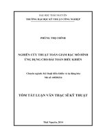 Tóm tắt luận văn thạc sĩ kỹ thuật NGHIÊN cứu THUẬT TOÁN GIẢM bậc mô HÌNH ỨNG DỤNG CHO bài TOÁN điều KHIỂN 