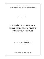 CÁC NHÂN tố tác ĐỘNG đến THOÁT NGHÈO của hộ GIA ĐÌNH ở NÔNG THÔN VIỆT NAM đại học kinh tế 2015 