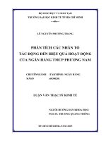 Phân tích các nhân tố tác động đến hiệu quả hoạt động của ngân hàng TMCP phương nam đại học kinh tế 2015 