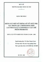 Khảo sát một số thông số về chất phụ gia trong quá trình đông khô lactobacillus acidophilus tạo chế phẩm probiotic