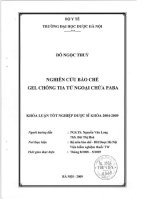 Nghiên cứu bào chế gel chống tia tử ngoại chứa paba
