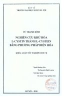 Nghiên cứu khử hoá l cystin thành l cystein bằng phương pháp điện hoá