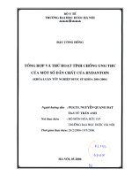 Tổng hợp và thử hoạt tính chống ung thư của một số dẫn chất của hydantoin