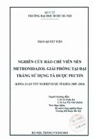 Nghiên cứu bào chế viên nén metronidazol giải phóng tại đại tràng sử dụng tá dược pectin