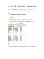 Sắp xếp dữ liệu trong excel 